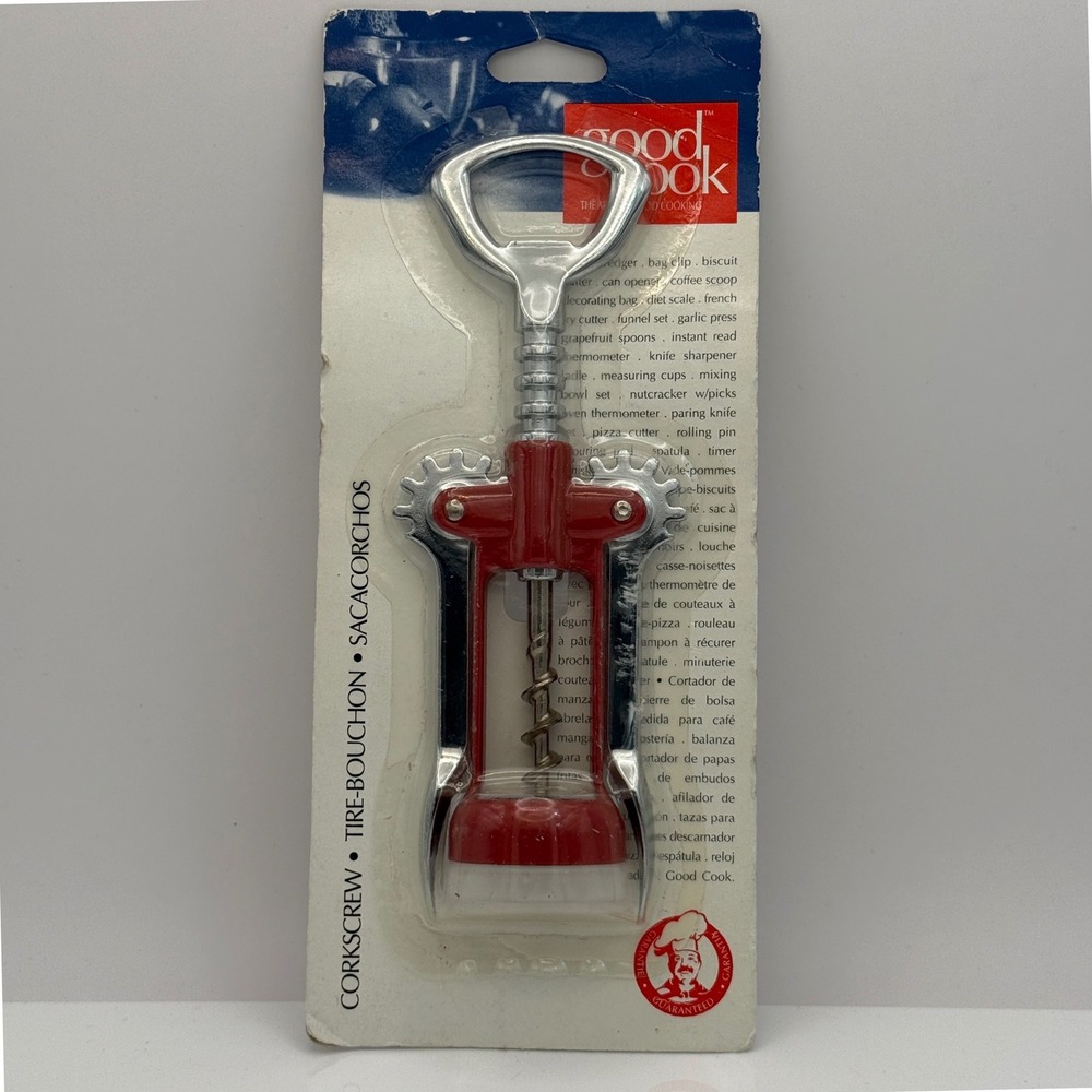 Vintage Good Cook Wing Corkscrew Red Italy Bradshaw Wine Bottle Opener NOS